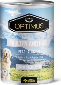 Meilleurs prix pour Pâtée Optimus Volaille et Riz, Light / Sterilised pour chien stérilisé