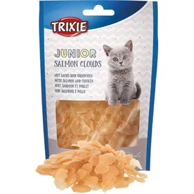 Comparer les prix de Friandise Junior Salmon Clouds saumon et poulet pour chat, Poids: 40 g