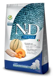 Comparer les prix de FARMINA N&amp;D Ocean Morue, potiron &amp; melon pour chiot medium/maxi
