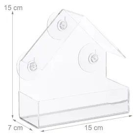 Comparer les prix de Relaxdays Mangeoire à oiseaux fenêtre, 3 ventouses, Distributeur de graines, Nichoir, HLP : 15 x 15 x 7 cm, transparent