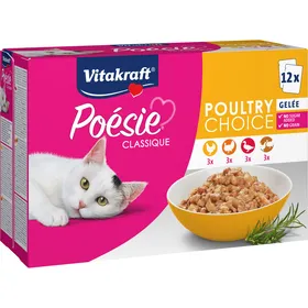Comparer les prix de Pâté Pour Chat Assortiment Gelée Volaille Poésie Vitakraft - La Boîte De 12 Sachets