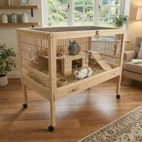 Meilleurs prix pour Clapier lapin Intérieur/Extérieur sur roulette - 115 cm - Zolia Janis