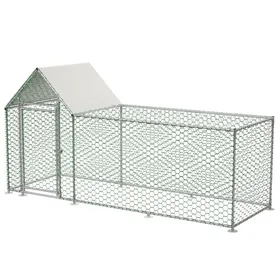 Comparer les prix de Enclos Métallique Argenté 303x107x152cm Pour Pouleslapinsverrou Sécuritébâche PE Imperméableparc Extérieur Pour Petits Animaux