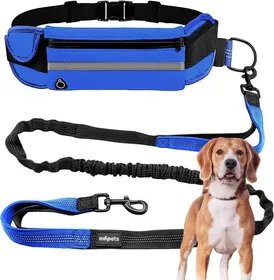 Comparer les prix de Corde Canicross pour chien mains libres pour ceinture course à pied anti-traction réfléchissant 160-220cm (Bleu)