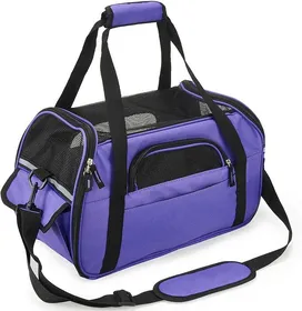 Meilleurs prix pour Sac de Transport pour Chat Chien Sac Bandoulière Respirant pour Petit Animal de Compagnie Transporteur Souple(Violet, L-48x25x33cm)