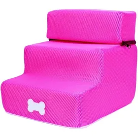 Meilleurs prix pour Escalier pour Chien Échelle Antidérapante Pour Chien À 3 Marches Marches Amovibles Et Lavables pour Animaux De Compagnie Rose