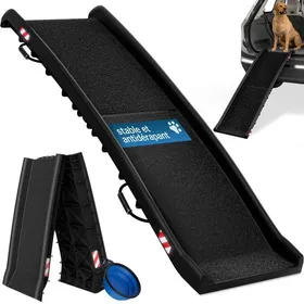 Meilleurs prix pour CADOCA® Rampe pliable pour chiens avec Réflecteurs Escalier pour Chien Capacité de charge 90kg robuste Rampe de coffre Voiture