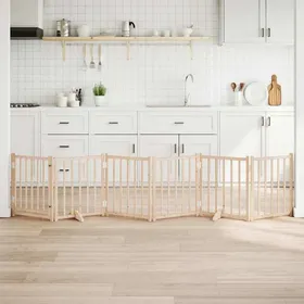 Meilleurs prix pour Barrière pour chiens avec porte 6 panneaux bois de sapin massif-Mothinessto8301