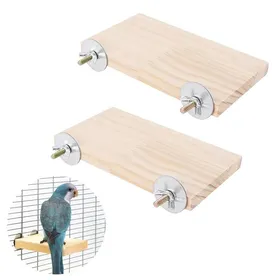Comparer les prix de Plateforme Escalade Bois Oiseau Hamster - 2 Pièces Rectangle Repos Pet Animal Accessoire Cage Aucuneary
