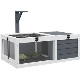 Meilleurs prix pour ELVORIN Maison pour tortue et terrarium pour reptile 81 x 48 x 315 cm 2 zones couvercles ouvrants blanc et gris