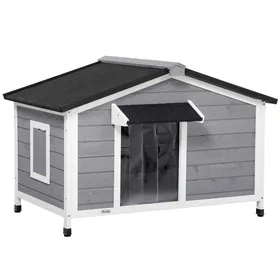 Comparer les prix de Niche Pour Chien En Bois De Sapin Résistante Aux Intempéries Toit Ouvrant Asphalte + Sol Amovible Gris 109x79x72cm