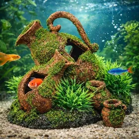 Meilleurs prix pour Décoration aquarium amphore cachette poissons décor naturel 13 cm