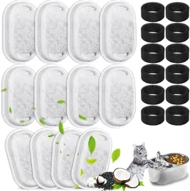 Comparer les prix de Filtre Fontaine Chat,Goldoars Filtre pour Fontaine A Eau pour Chat 24 Packs,Filtre à Charbon 12PCS Et Une éPonge en Mousse 12PCS