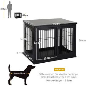 Comparer les prix de Niche pour chien Maison pour chien avec surface de table cage pour petits animaux pour lintérieur MDF métal noir 81x585x66 c