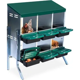 Comparer les prix de Pondoir pour Poules Nichoirs sur piedBoîte à Nid à 6 Compartimentsmétallique mural pour poulesVERT81x52x79cm