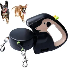 Comparer les prix de Laisse double pour chiens-Laisse rétractable automatique pour 2 chiens-Avec éclairage LED et système anti-nœuds-3 mètres-ABS