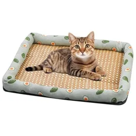 Comparer les prix de Tapis Rafraîchissant pour Chien et Chat – Effet Glacé Rotin Naturel Idéal Été