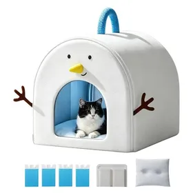Comparer les prix de Maison rafraîchissante pour animaux de cpagnie avec 4 blocs de glace pliable et isolée et étanche pour les chaudes jou CORBEILLE