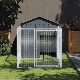 Comparer les prix de Niche pour Chien avec Cour - vidaXL - acier galvanisé - anthracite - 117 x 201 x 123 cm@qmp20y