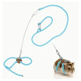 Meilleurs prix pour Harnais pour Hamster avec Laisse-Harnais Réglable Anti-Fuite pour RongeurLapin NainSouris-Sortie Sécurisée Extérieure-Bleu