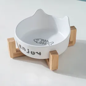 Meilleurs prix pour Bol anti-retournement en céramique - Phoesky - Noir - Automatique - 350 ml - Arrondi - Pour chien et chat
