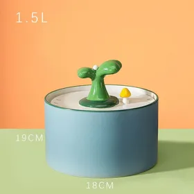 Comparer les prix de Fontaine deau automatique en céramique - Phoesky - 1.5L - Pompe silencieuse - USB - Bleu - 5V - 3W - 1 2 m câble