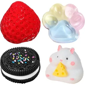 Meilleurs prix pour Ensemble de 4 jouets à rebond lent : fraise + hamster + chat + biscuits pour soulager le stress.