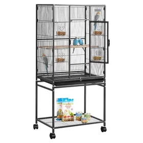 Meilleurs prix pour Cage à oiseaux 625x425x137 cm volière à toit plat cage à perroquet sur pied à roulettes pour mésange bleue calopsitte canari perru