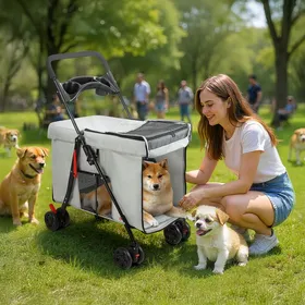 Meilleurs prix pour Sac de transport à roulettes pour animaux - Fianao - Métal textile - Charge max 25 kg - 100X50X24 cm - Grande maniabilité