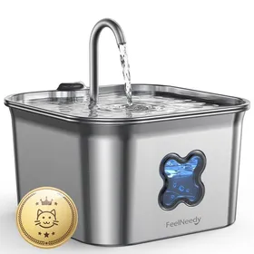 Comparer les prix de Fontaine a Eau Chat INOX 2 8L Fontaine à Eau pour Chat avec Câble et Système de Quadruple Filtration Facile à Meter FONTAINE A EAU