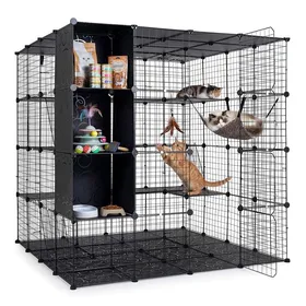 Comparer les prix de COSTWAY Cage à Chat 4 Niveaux Pliable Villa Spacieuse avec Lucarne Hamac et Rangements Structure Métallique Sécurisée Intérieur