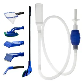 Comparer les prix de Kit de nettoyage daquarium - MICH - 5 en 1 - Nettoyeur de gravier - Pompe à siphon manuelle - Racloir à algues