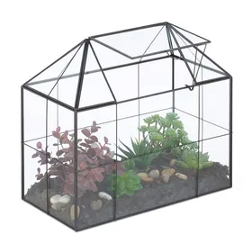 Meilleurs prix pour Relaxdays Terrarium pour vos plantes décoratif et pratique pour le rebord de la fenêtre 27 x 30 x 15 cm noir