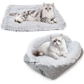Meilleurs prix pour Panier pour Chat Chien 61x51cm 2-en-1 Couverture Pliable Grise Confort Intérieur et Extérieur