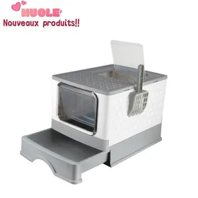 Meilleurs prix pour Bac à litière pour chat tiroir coulissant avec dispositif de désodorisation ouverture vers lavant 52*39*39cm gris.
