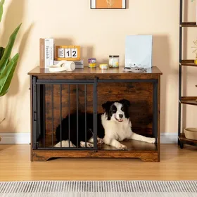 Comparer les prix de Cage/niche dintérieur moderne en bois pour chiens de petite moyenne et grande taille jusquà 100 kg avec table dappoint