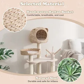 Comparer les prix de Arbre à Chat 4 Niveaux 121 CM - GIANTEX - Tige de Massette - Poteaux en Sisal - Plateformes/Niche/Cousin - Boule et Corde Suspendu