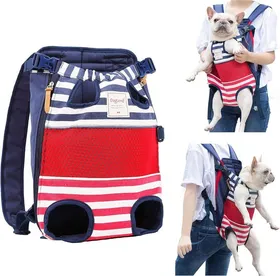 Meilleurs prix pour Sac Ventral Chien Voyage Sac de Transport Chien Ventral Sac à Dos pour Petit Chien 12KG Maximum（Rayures rouges et bleues）
