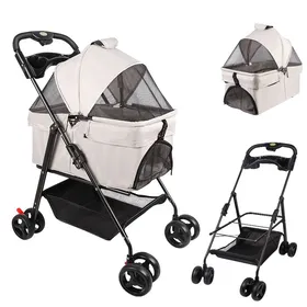 Comparer les prix de Poussette pour chiens et chats de taille moyenneavec poignée réversibleXJING pivotant sur 360°avec fenêtre en filet pliable