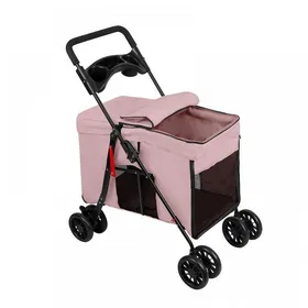 Meilleurs prix pour JEOBEST Poussette pour Animaux Pliable Poussette pour Chien Chat de Petite et Moyenne Taille pour Animaux de Compagnie VoyageRose