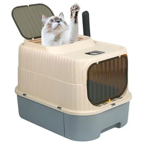Meilleurs prix pour Grand Bac à Litière pour Chat - Avec Filtre et Pelle et bac Amovible - Design Sensible à la lumière - 37x49x37 cm - Gris