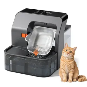 Meilleurs prix pour Fontaine à Eau pour Chat sans Fil avec Plateau tournant programmable réservoir 32 L   séparation Eau fraîche et Eau usée