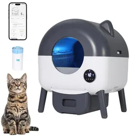 Meilleurs prix pour Toilettes pour chats autonettoyantes 66 l automatiques améliorées avec application 6 lumières dambiance réglables