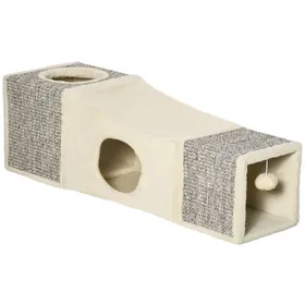 Comparer les prix de SENVIRO Tunnel de jeu pour chat avec 2 niches sisal et peluche balle suspendue 98 x 30 x 30 cm marron et beige