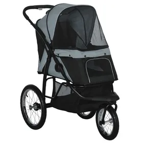 Comparer les prix de Poussette pour chien et chat Pawhut pliable avec réflecteur panier de rangement protection contre le soleil et fenêtre