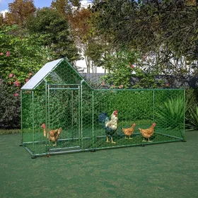 Meilleurs prix pour Plaque épaissiePoulailler Enclos 3x1x15m avec serrure de sécurité et toile PE imperméable enclos métallique pour petits animaux