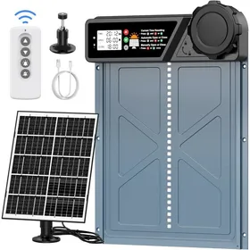 Meilleurs prix pour Porte automatique pour poulailler CHAMUTY grande taille solaire 7 W aluminium minuterie affichage LED et télécommande