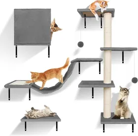 Meilleurs prix pour Mur D'Escalade Pour Chat,10 Pièces,Pont Suspendu Avec Sisal Antidérapant,Colonnes À Gratter Avec Sisal,Repos Et Étagère Murale De
