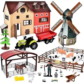 Comparer les prix de Ferme Animaux Jouet Set Animaux Chevaux Jouet Ferme 4 Ans Mini Jouet Figurine Écurie Cheval Ensemble avec Moulin à Vent Maison