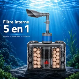 Meilleurs prix pour Filtre interne aquarium 5 en 1 Silencieuse Pompe Aquarium débit réglable Applicable à Filtre Aquarium Oxygénation circulation